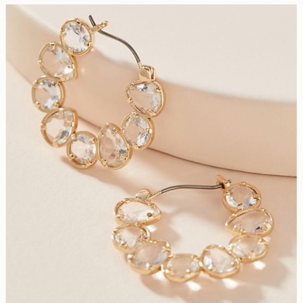 Anthropologie Margot Hoop Earrings Sparkly Gold - Picture 4 of 6